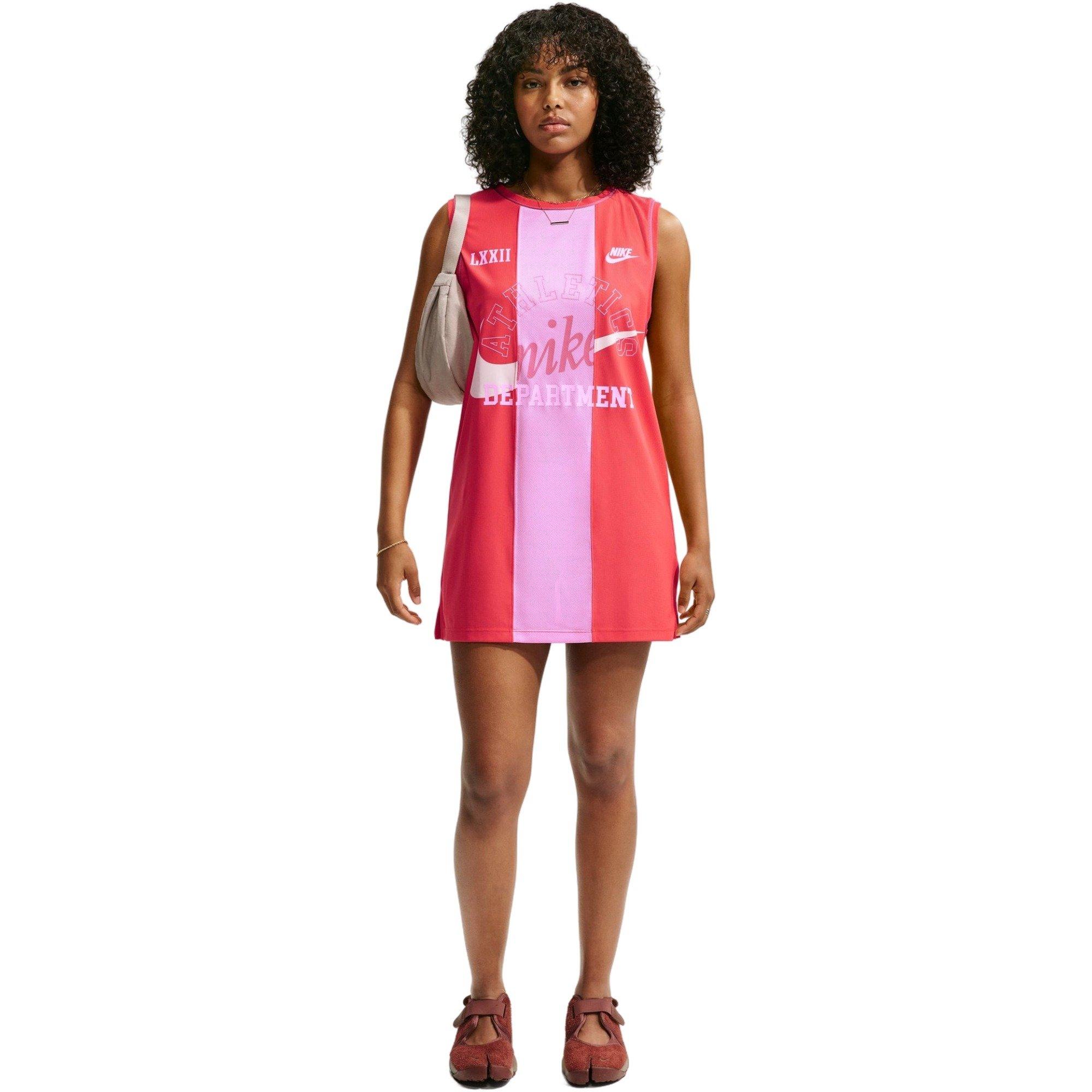 Nike Women's Sportswear Loose Heritage Jersey Dress - PINK/RED